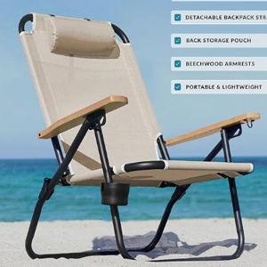 Water Buffalo Bondi Beach Chair – Backpack Beach Chair for Adults with Reclining Positions, Cup Holder & High Back Support