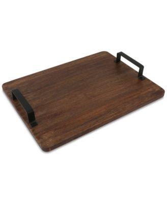 Thirstystone - CLOSEOUT!  Rectangular Wood Tray with Black Metal Handles