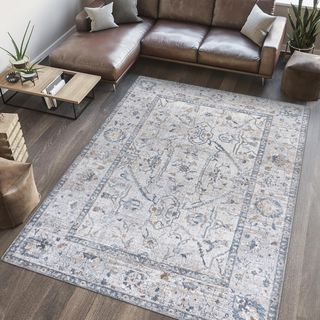 Brandy Rustic Border Low-Pile Area Rug