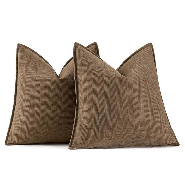 MIULEE Pack of 2 Dark Brwon Decorative Pillow Covers 20x20 Inch Soft Chenille Luxurious Couch Throw Pillows Farmhouse Cushion Covers with Elegant Design for Sofa Bedroom Living Room Home Decor