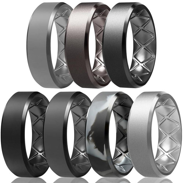 Egnaro Silicone Ring For Men 9mm Wide 2.5mm Thick, Rubber Wedding Bands Ergonomic Breathable Design, Flexible Engagement Rings