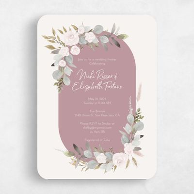 Beige Rounded Wedding Wedding Shower Invitation - Adeleida Portrait