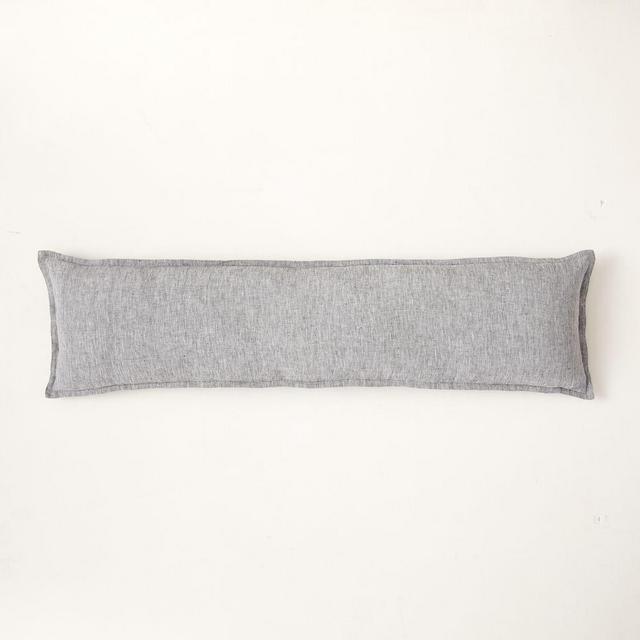 European Flax Linen Pillow Cover, 12"x46", Slate Melange