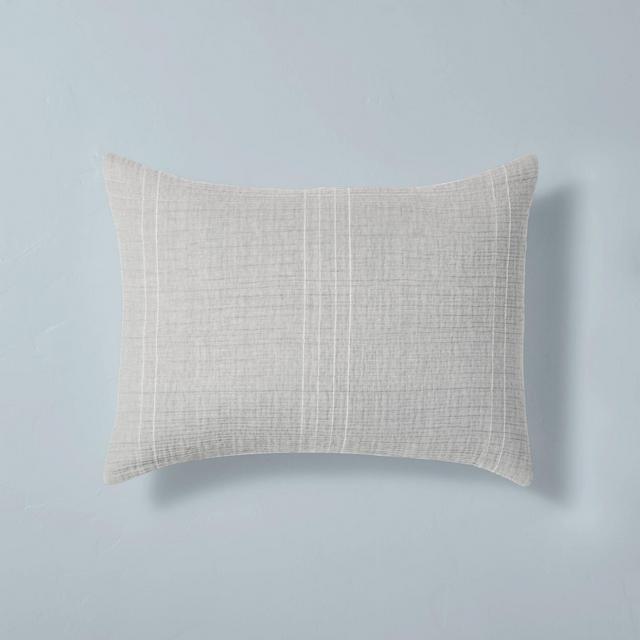 Standard Microstripe Jacquard Pillow Sham Jet Gray - Hearth & Hand™ with Magnolia