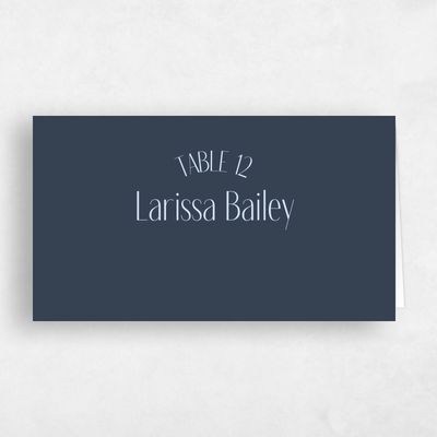 Grayed Navy, Blue Wedding Place Card - Lark