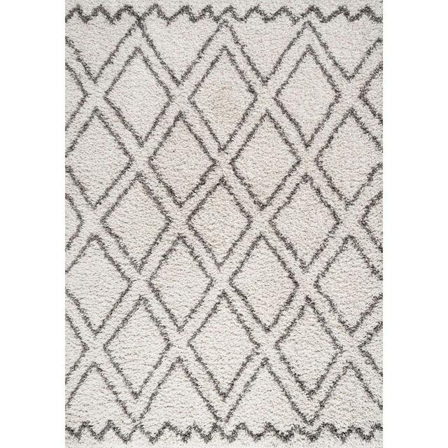 JONATHAN Y Soller Trellis 3' x 5' Shag Area Rug in Beige/Grey