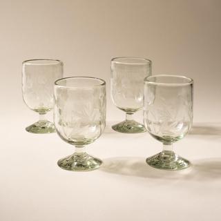 Etched Thistle Wine Glass, Set of 4