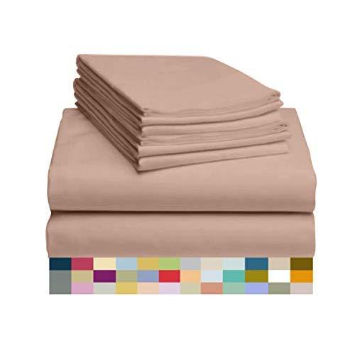 LuxClub 6 PC Sheet Set Bamboo Sheets Deep Pockets 18" Eco Friendly Wrinkle Free Sheets Hypoallergenic Anti-Bacteria Machine Washable Hotel Bedding Silky Soft - Pearl Pink King
