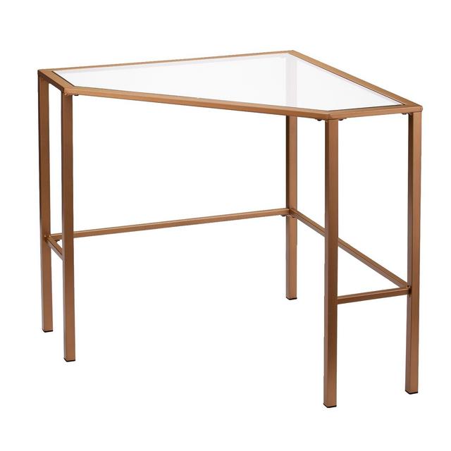 Keylon Metal/Glass Corner Desk Gold - Aiden Lane