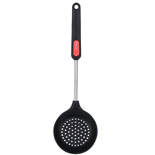 iNeibo Silicone Slotted Spoon With Stainless Steel Handle, Nonstick Silicone Strainer Spoon, Heat Resistant Silicone Skimmer Spoon for Kitchen Cooking