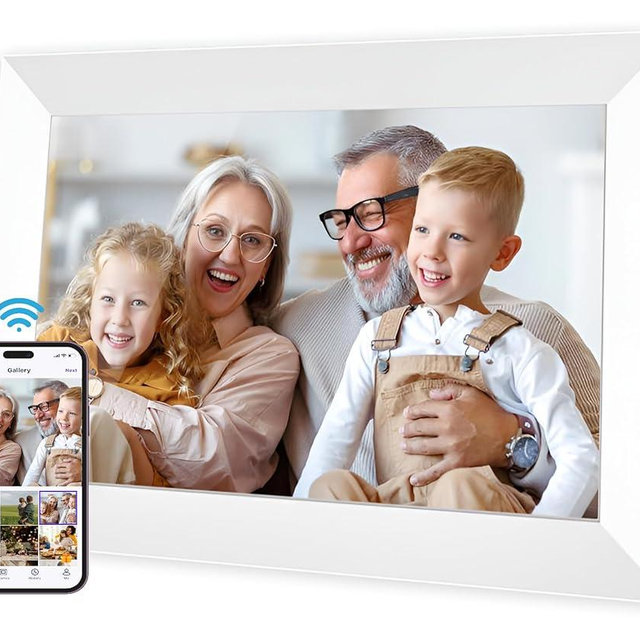 Connected Seasons 8” WiFi Digital Picture Frame (White Color) – HD Touchscreen, Instant Photo & Video Sharing via App, 16GB Storage, MicroSD Slot, Auto-Rotate, No Subscription (White Color)