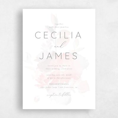Blush, Pink Wedding Invitation - Kylan Portrait