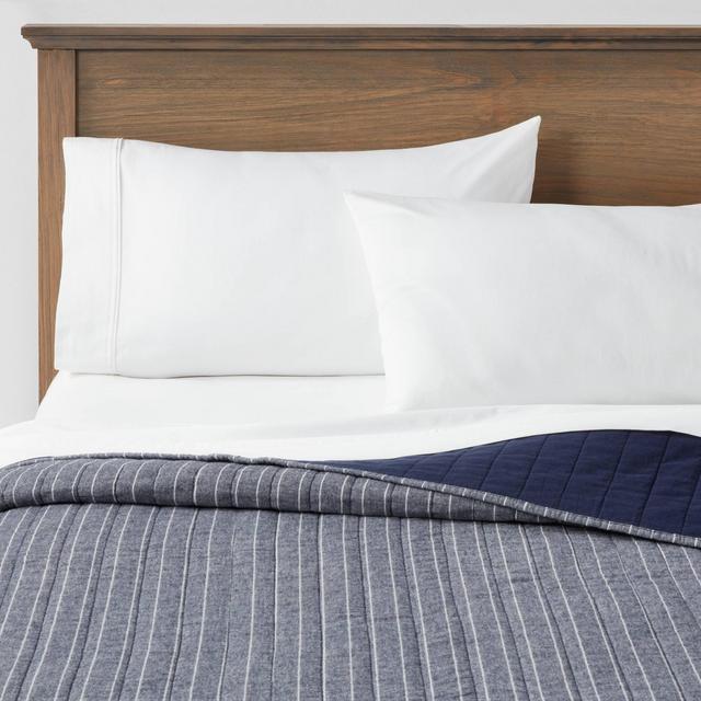 King Flannel Stripe Quilt Navy - Threshold™