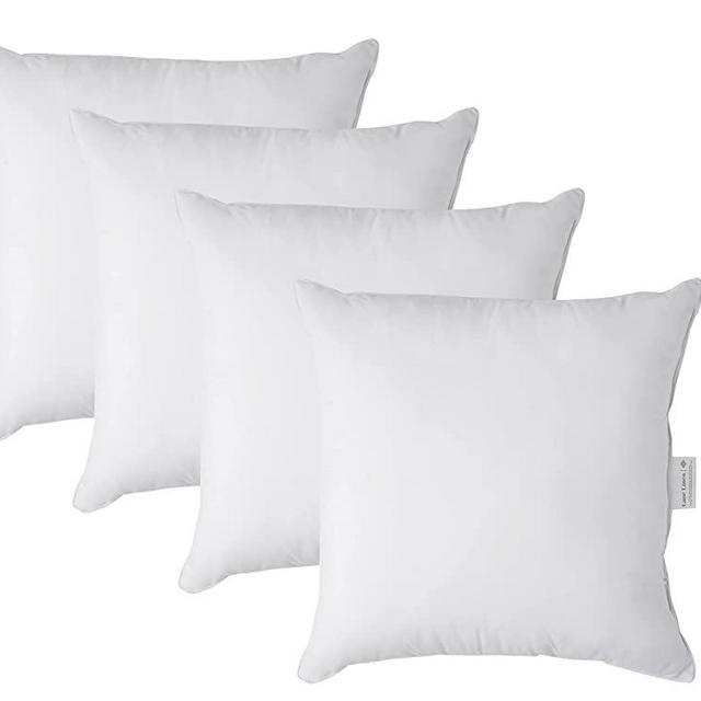 18x18 Pillow Inserts Pack of 4 - White Throw Pillows, Throw Pillow Inserts for Decorative Pillow Covers, Throw Pillows for Bed, Couch Pillows for Living Room, Throw Pillows for Couch, Fluffy Pillows