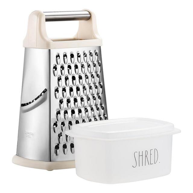 Rae Dunn Everyday Collection Multifunction Grater- Stainless Steel Grater and Zester for Cheese, Spices, Vegetables, Cream