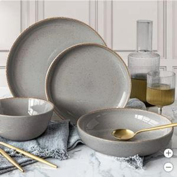 over&back Options 16-piece Dinnerware Set (Gray)