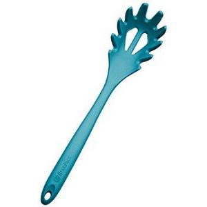 StarPack XL Size Silicone Pasta Fork (13.5") in Hygienic Solid Coating, Spaghetti Fork with Bonus 101 Cooking Tips (Teal Blue)