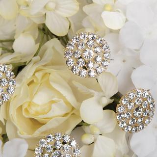Gold & Rhinestone Floral Picks, Set of 6