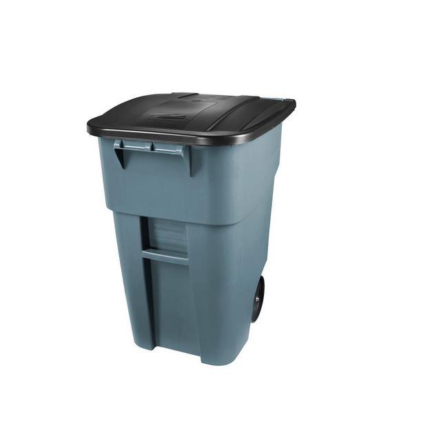 Rubbermaid Commercial Products Brute 50 Gal. Grey Rollout Trash Can with Lid-FG9W2728GRAY - The Home Depot