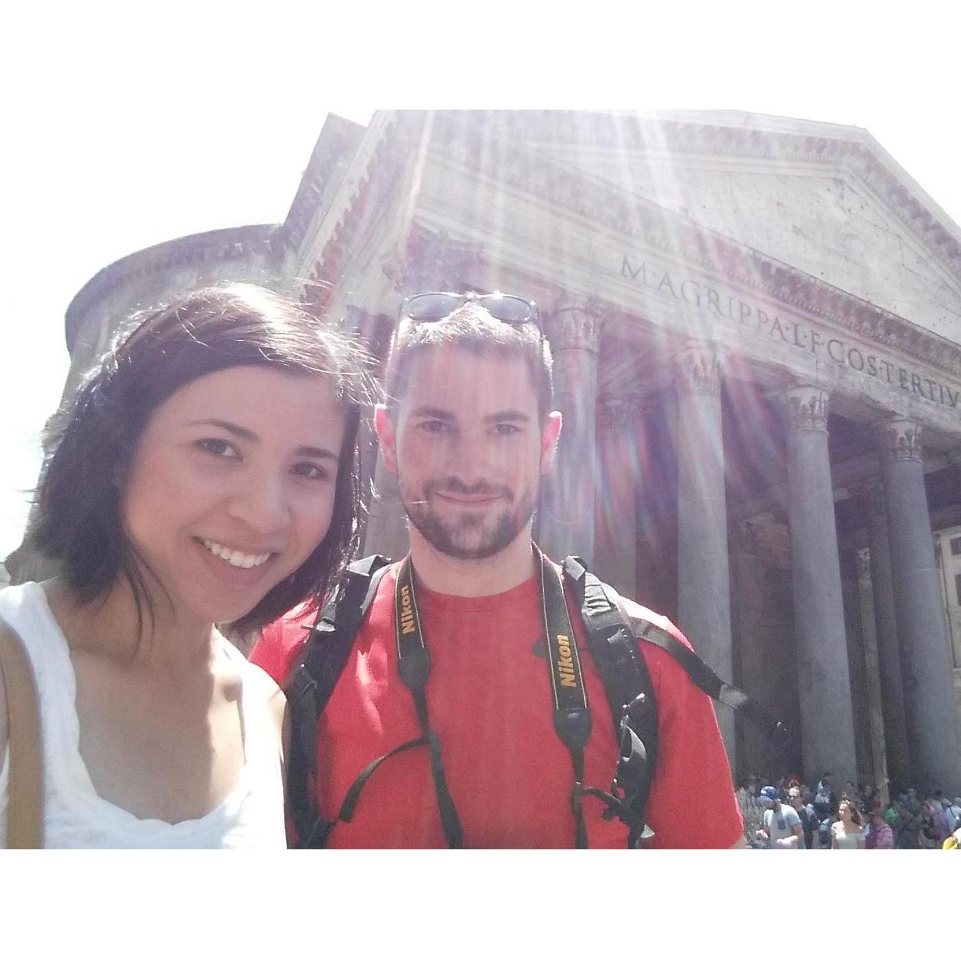 In front of the Pantheon in Rome on our first international trip together, June 2017.
