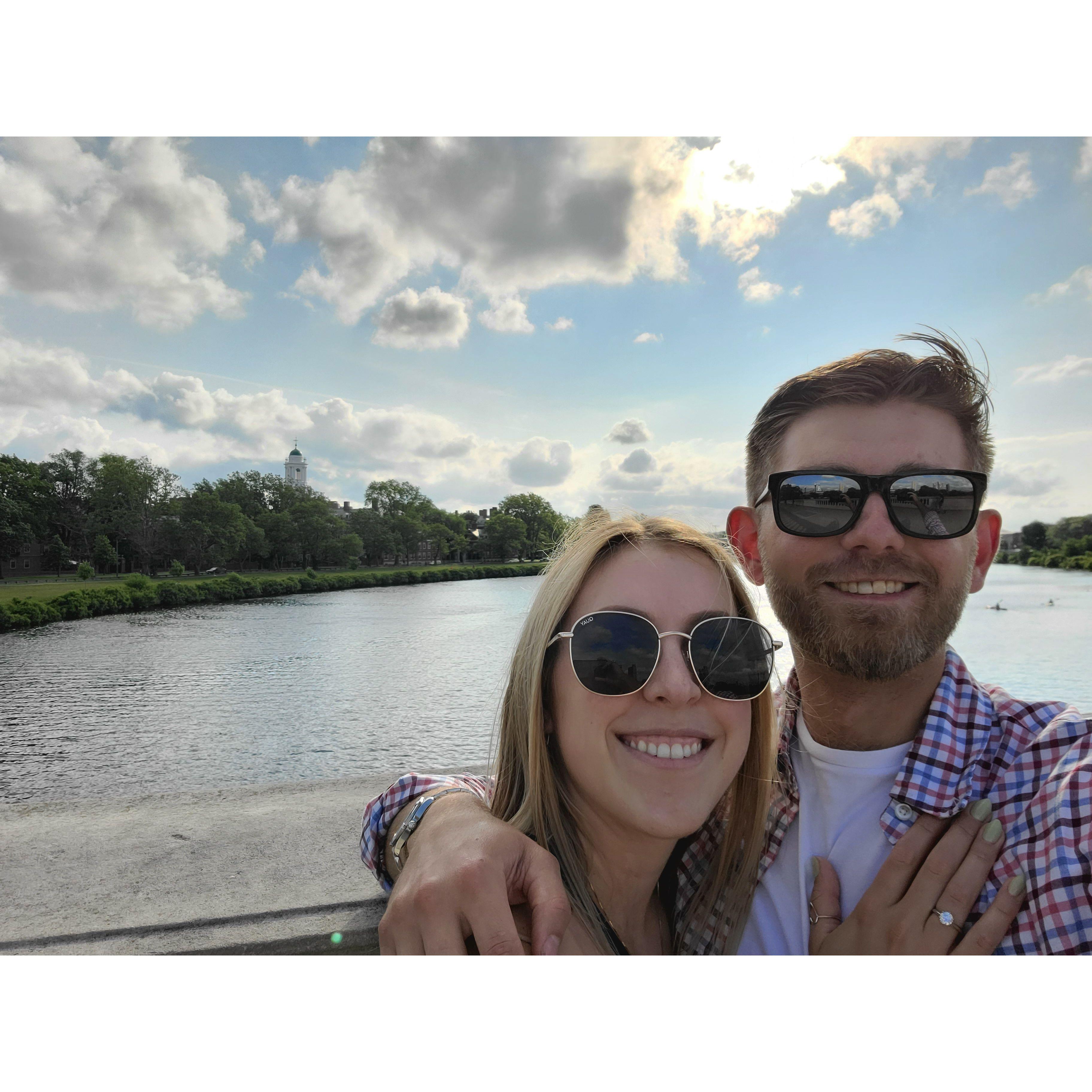 The day of our engagement on the John W. Weeks Footbridge