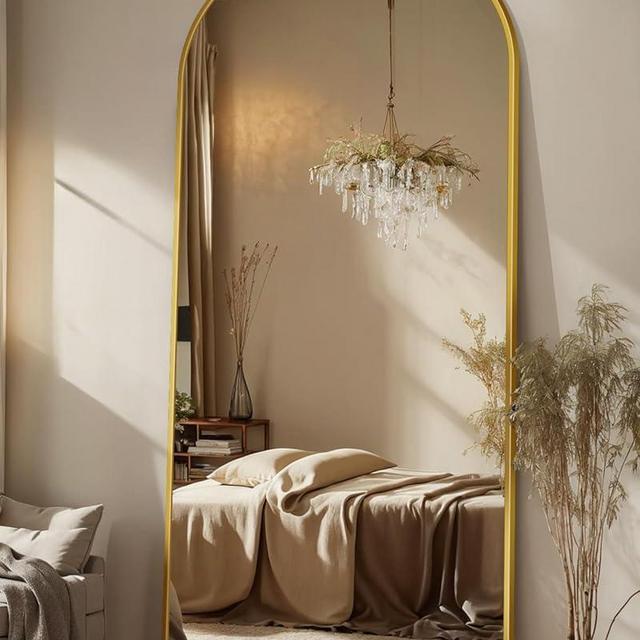 Antok Full Length Mirror, 71"x28" Floor Mirror Freestanding, Oversized Floor Standing Mirror Full Body Mirror with Stand for Bedroom, Hanging Mounted Mirror for Living Room Cloakroom, Gold