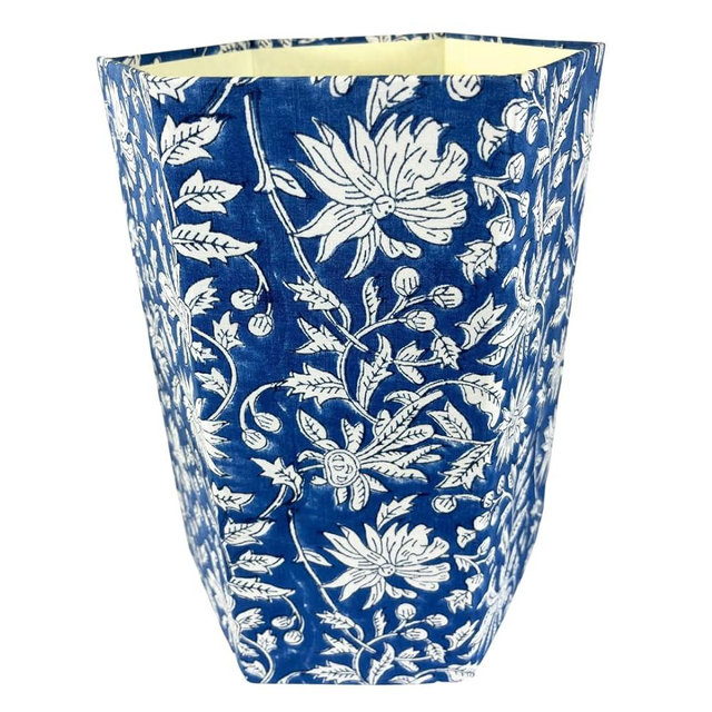 Fern Trail 3.3 Gallon Waste Basket | Small Decorative Block Printed Trash Can | Living Room, Bedroom, Bathroom | Eco Friendly and Plastic Free