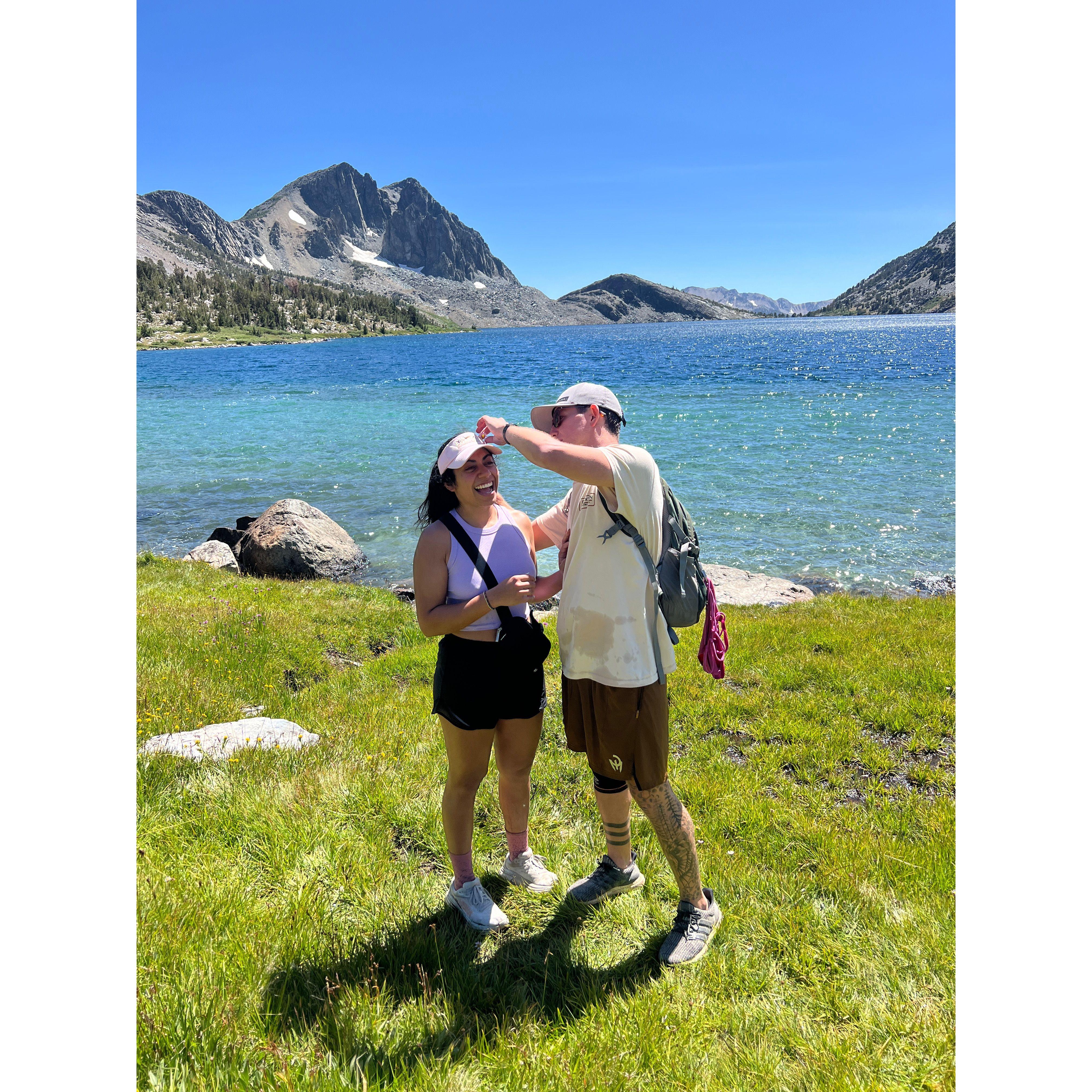 Patrick always finding flowers to put in Hannah's hair. - Mammoth, CA