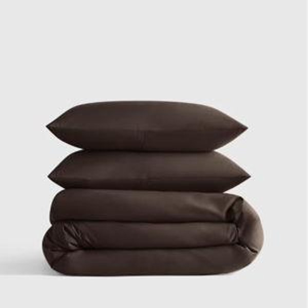 Classic Organic Percale Duvet Cover Set in Espresso, King