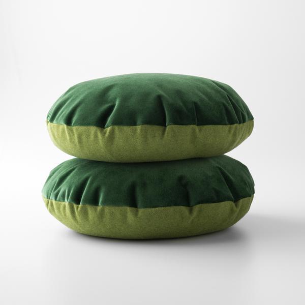 Green Velvet + Wool - Circle Pillow