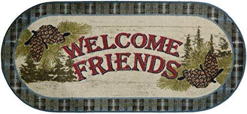 Cozy Cabin Welcome Friends Accent Rug, 20"x44", Blue