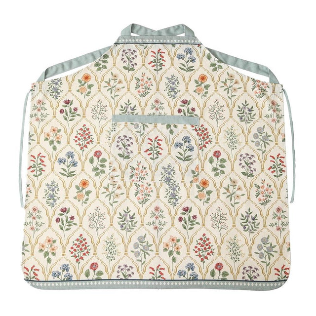 ISAENNE Floral Pattern Linen Apron with Pocket,Vintage Stylish Kitchen and Garden Aprons for Women and Men