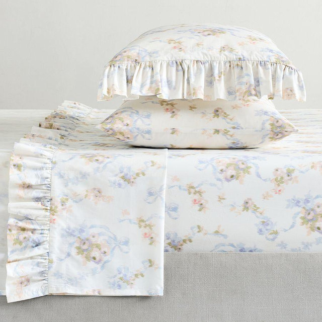 LoveShackFancy Manorbrooke Bouquet Printed Sheet Set, Multi, King