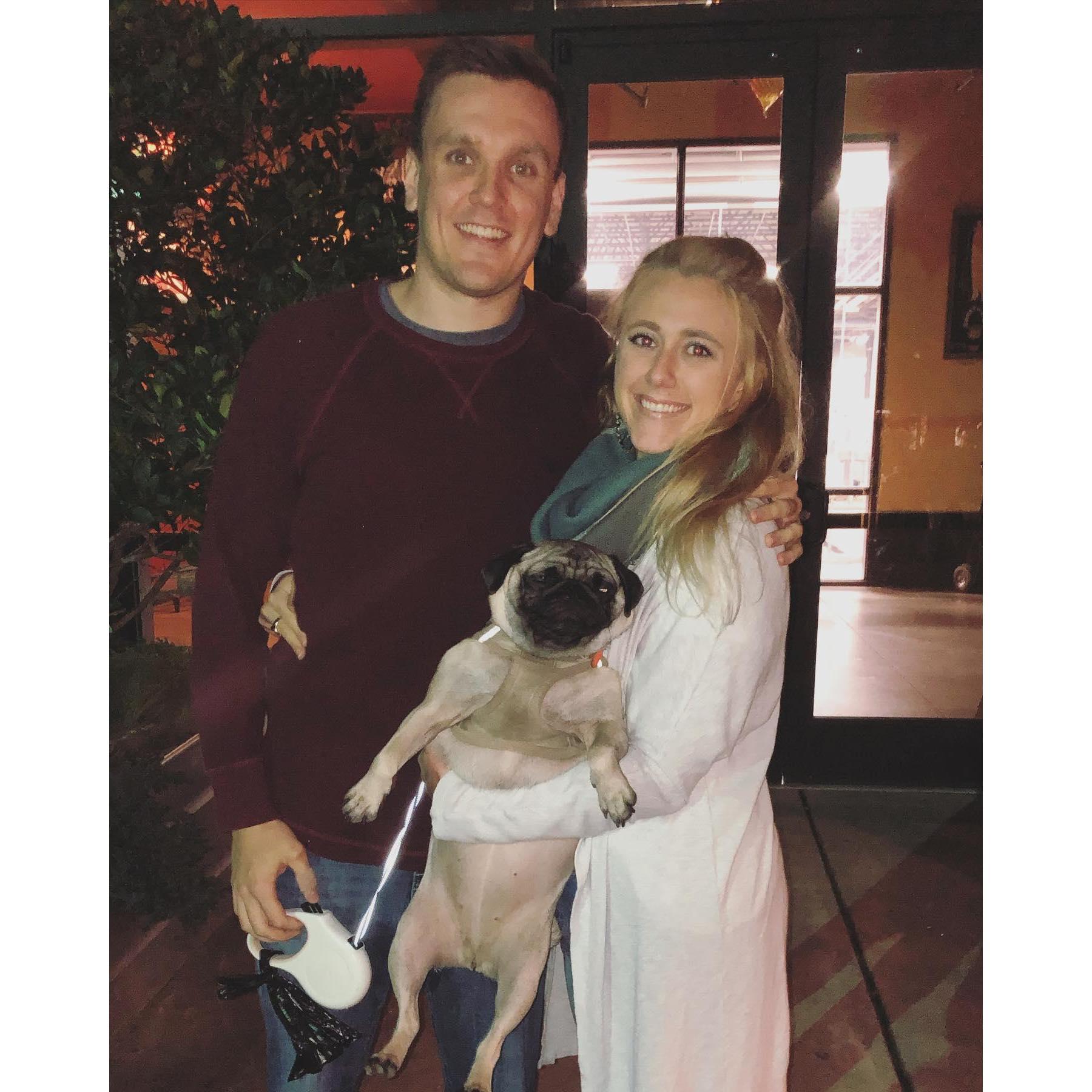 Emma & Nick with Phoebe over our first Thanksgiving together