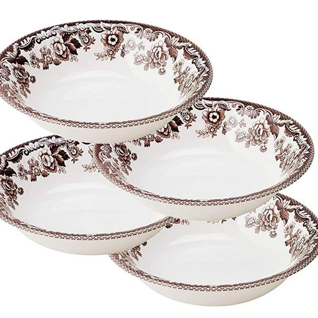 Spode Delamere Ascot Cereal Bowl, Set of 4, 8” | Perfect for Oatmeal, Salads, and Desserts | Made in England from Fine Earthenware | Microwave and Dishwasher Safe