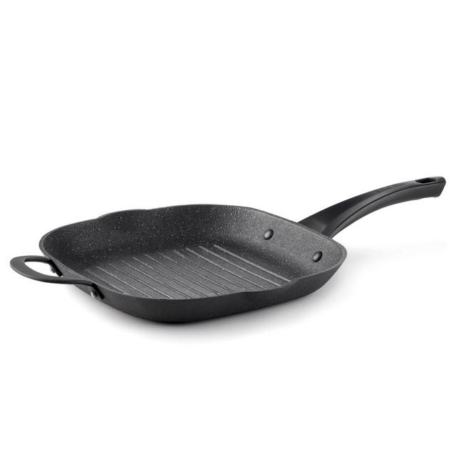 The Rock™ by Starfrit Nonstick 11-Inch Cast Iron Grill Pan with Helper Handle in Black