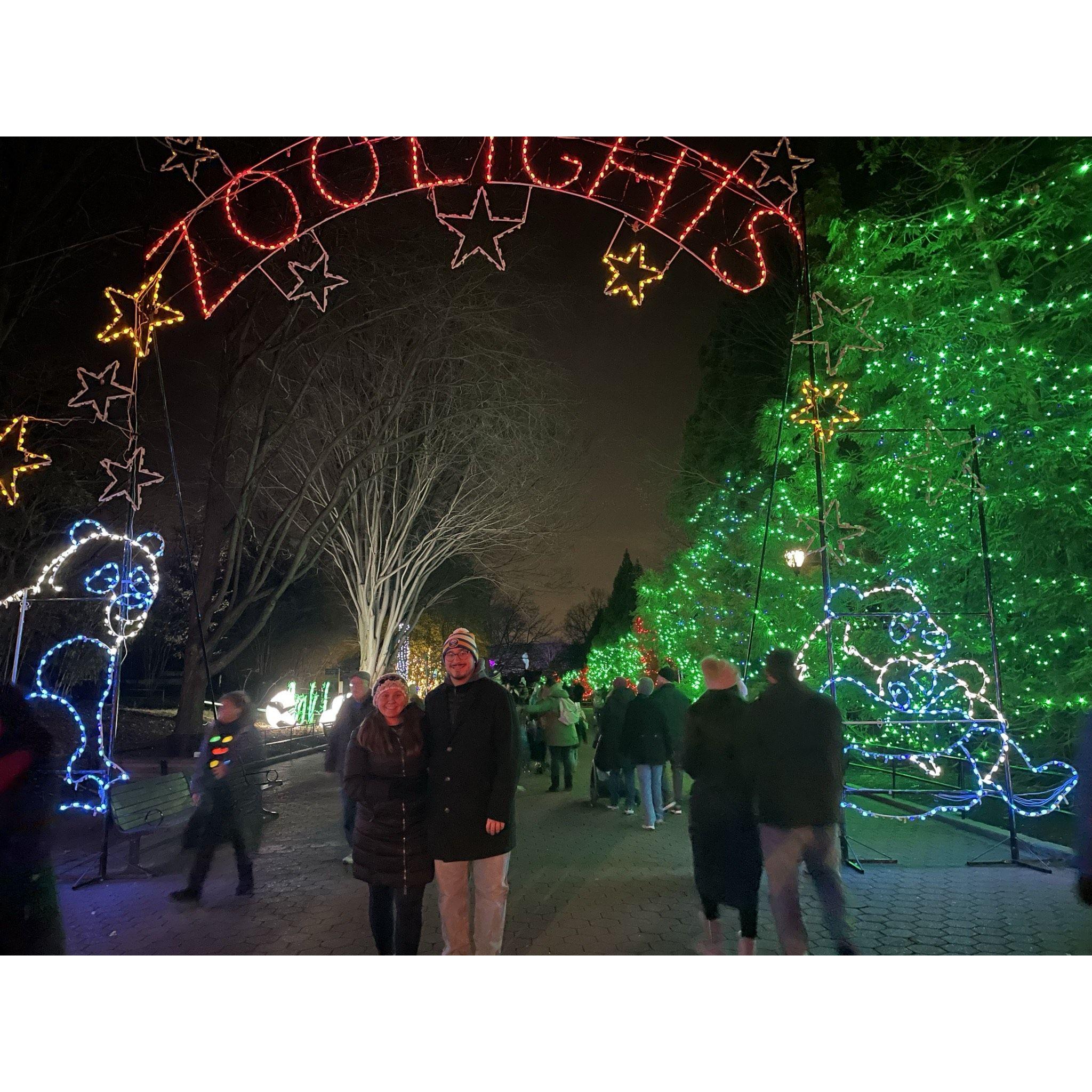 National Zoo annual zoo lights during Christmas time. This was on Allie's bucket list!