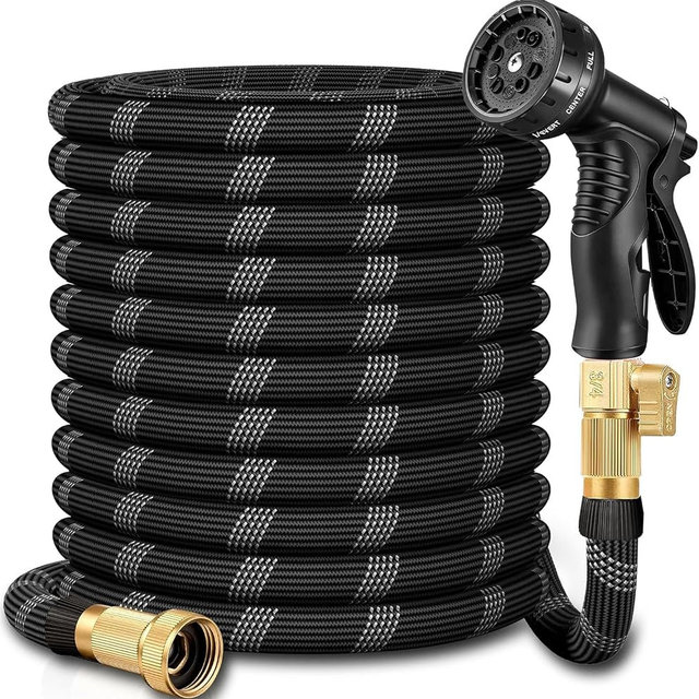 100 ft Garden Hose,Non-Expandable Lightweight All-Weather Water Hoses, Ultra Durable and Flexible Garden Hose with 10-Function Spray Nozzle, Leak-Free Connections Garden Hoses for Yard, Lawn,Outdoor