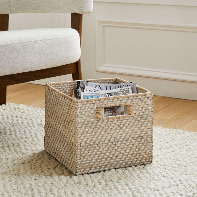 Modern Weave Collection, Storage Bin, Whitewash