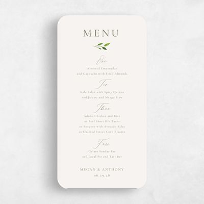 Green Rounded Wedding Menu - Thornton