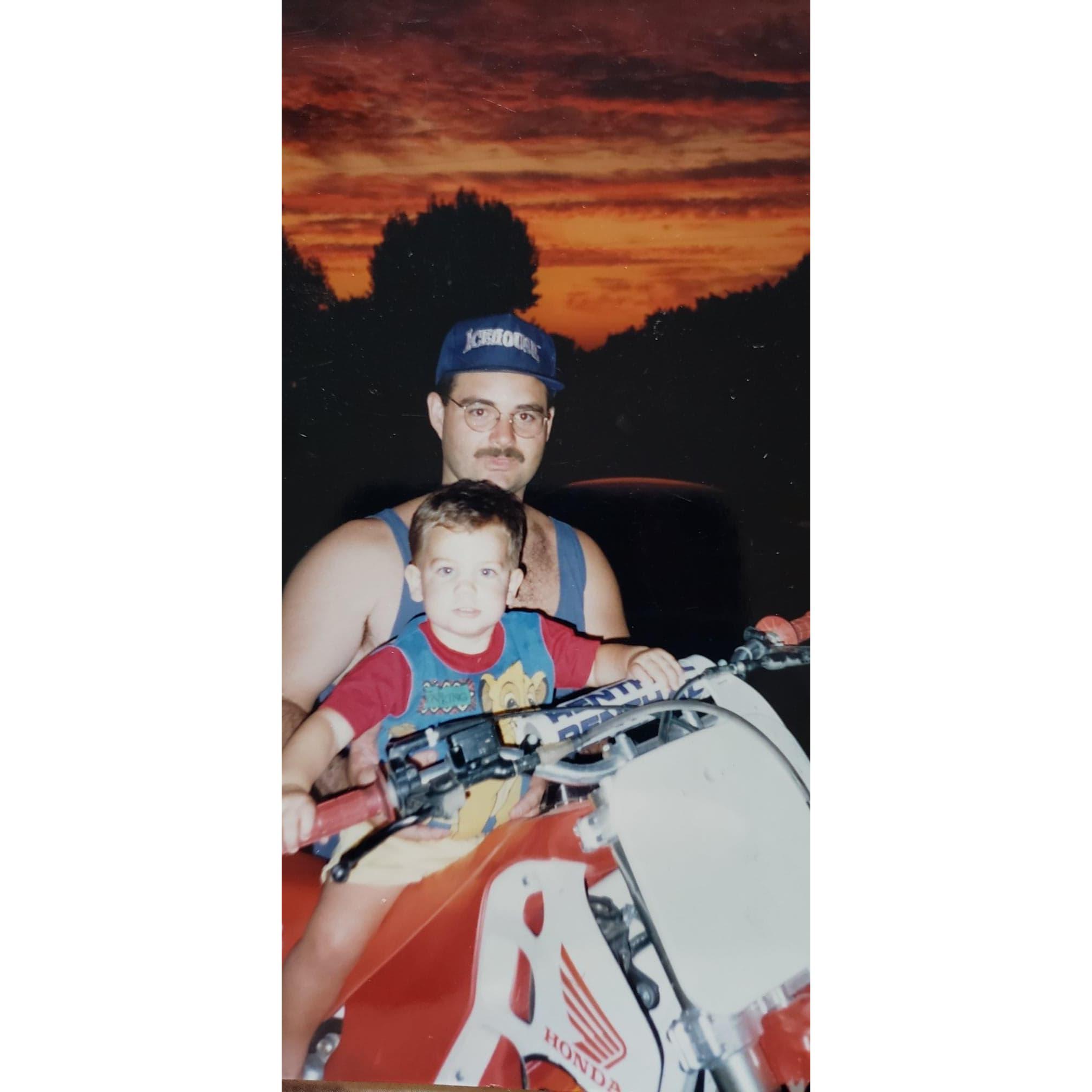 Keith and father Bill on "Dad's bike," one of their favorite activities together