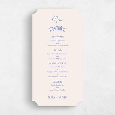Blue Ticket Wedding Menu - Finley