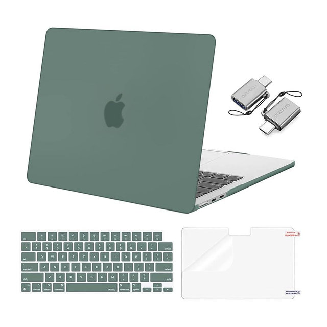 MOSISO Compatible with MacBook Air 13 inch Case 2026 2025 2024 2023 2022 M4 A3240 M3 A3113 M2 A2681,Plastic Hard Shell&Keyboard Cover&ScreenFilm&Type C for MacBook Air 13.6 inch Case, Emerald Green