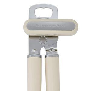 KitchenAid Classic Multifunction Can Opener and Bottle Opener Easy to Use, Razor Sharp Stainless Steel Cutting Wheel, Soft Ergonomic Handles, Almond Cream