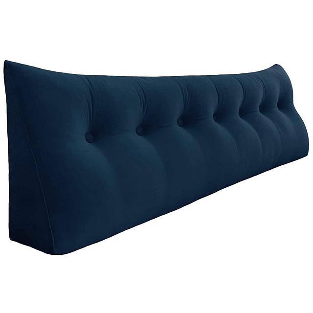 Roner Triangular Wedge Cushion Bed Backrest Pillow Upholstered Headboard Back Support for Sitting Up in Bed Bed Back Support for Reading Relaxing Navy King