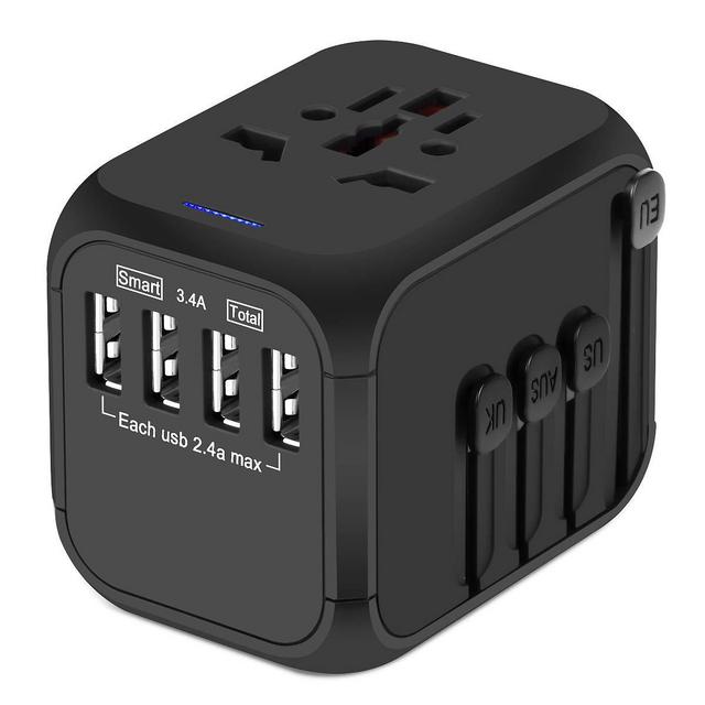 Upgraded Universal Travel Adapter, Black