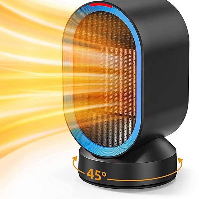 TABYIK Space Heater for Indoor Use, 45°Oscillating Portable Heater, Fast Heating Ceramic Heater Quiet Heat with 7 Safety Protections Small Electric Heaters for Indoor Office Desktop Home Use (Black)