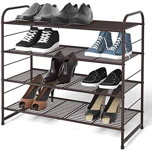 Auledio 4-Tier Shoe Rack,Stackable and Adjustable Multi-function Wire Grid Shoe Organizer Storage,Extra Large Capacity, Space Saving, Fits Boots