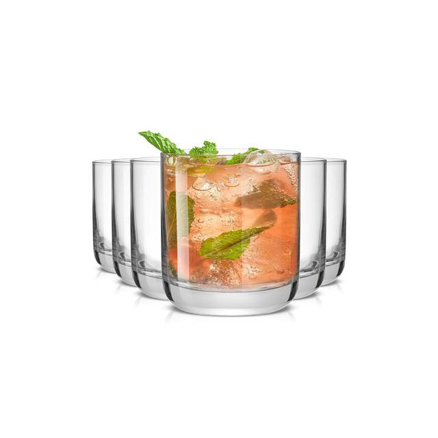 JoyJolt Faye Double Old Fashioned Rock Whiskey Glasses - 10 oz - Set of 6 Short Glass Tumbler with Heavy Base