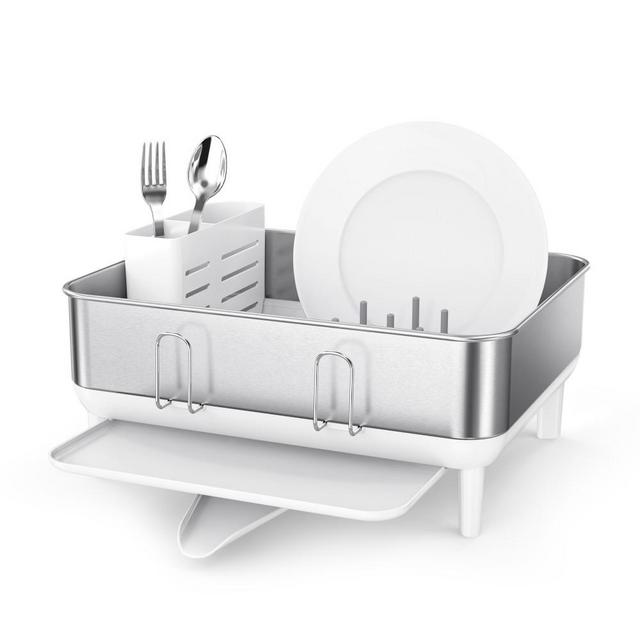 Simplehuman Compact Kitchen Steel Frame Dishrack, White